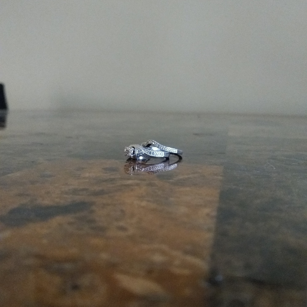 Wedding band and engagement ring